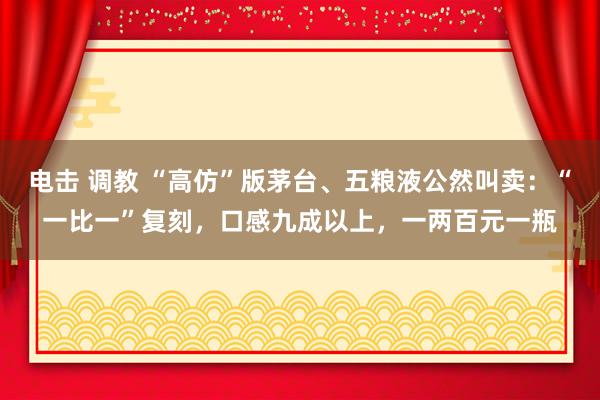 电击 调教 “高仿”版茅台、五粮液公然叫卖：“一比一”复刻，口感九成以上，一两百元一瓶