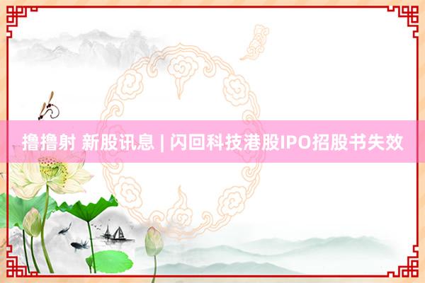 撸撸射 新股讯息 | 闪回科技港股IPO招股书失效